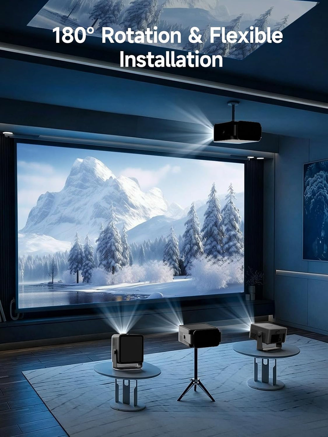 【Android 14 &amp; 800 ANSI】 Smart Beamer 4K Unterstützt 1080P Native Projektor Schwarz, Schwarz