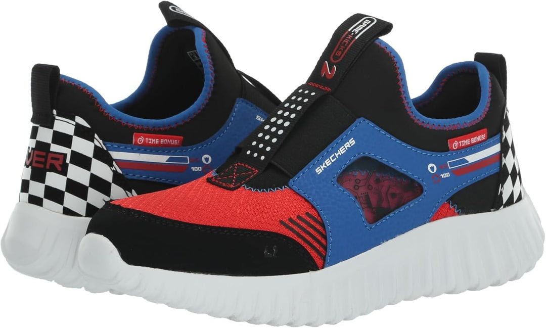 Skechers Jungen Glide-step Sport Wave Blitz Sneaker 30 EU Blue Synthetic Red Textile Multi Trim, 30