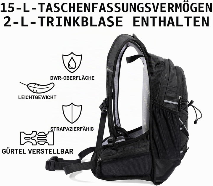 BBAIYULE® Trinkrucksack, isolierter Trinkrucksack mit 2 l BPA-freier Wasserblase, für Laufen, Wander