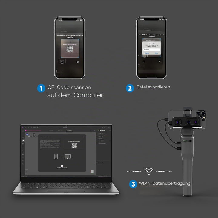 3DMakerpro Smart Grip Handgriff für 3D-Scanner – Tragbare Smartphone-Halterung für Mobiles Scannen u
