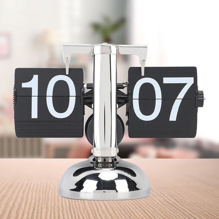 TOPINCN Retro-Stil Klapp-Schreibtisch-Regaluhr, 304 Edelstahl-Klappuhr, Grosse Zahl, Batteriebetrieb