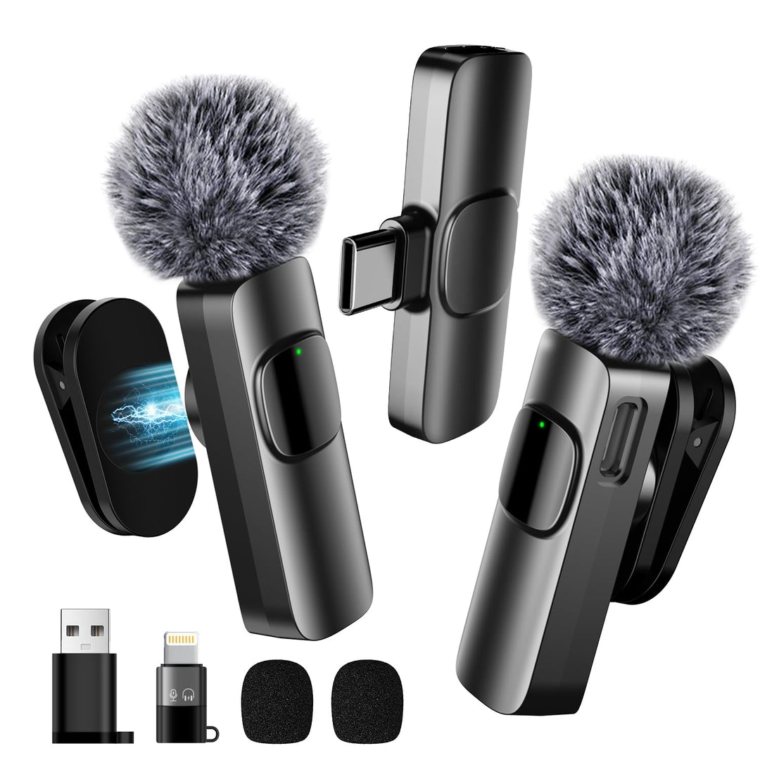 Verbessertes 3-in-1-Kabelloses-Ansteckmikrofon für iPhone/Android/PC – EIN Mini-Mikrofon, geeignet f