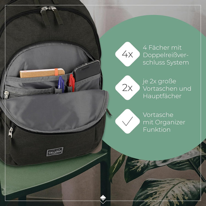 Travelite Handgepäck Rucksack, Laptop Rucksack 15,6 Zoll, BASICS, Daypack, Tagesrucksack mit vielen