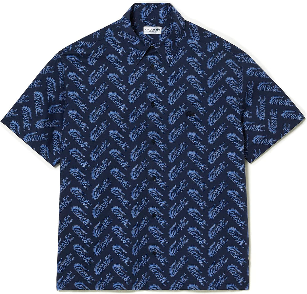 Lacoste Herren Woven T-Shirts 40 Navy Blue/Ethereal, 40 Navy Blue/Ethereal