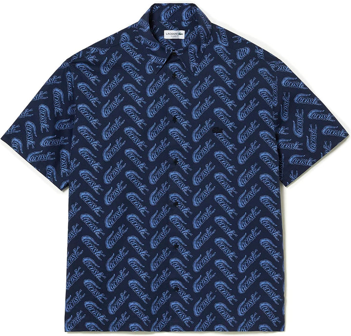Lacoste Herren Woven T-Shirts 40 Navy Blue/Ethereal, 40 Navy Blue/Ethereal