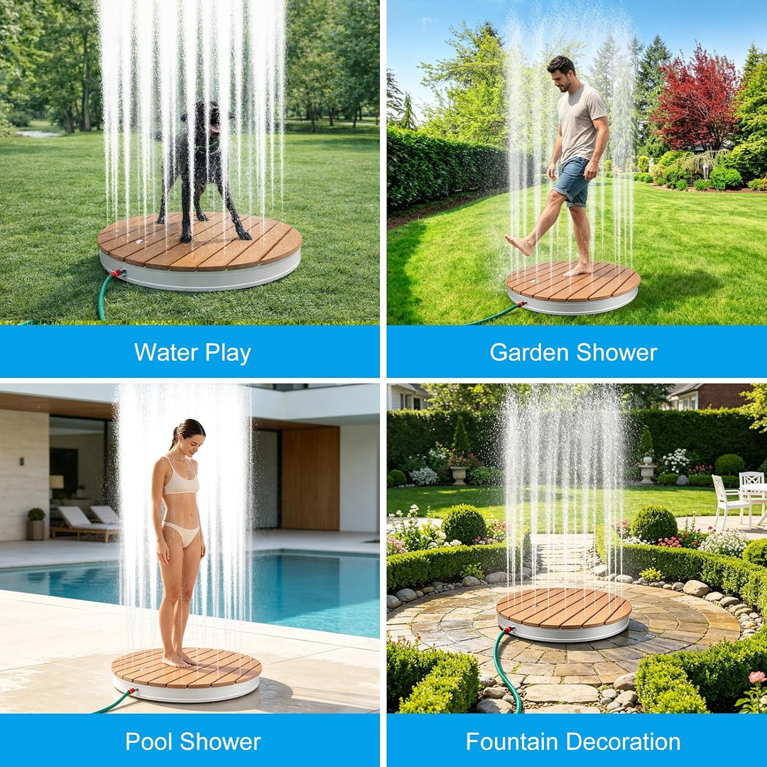 Gartendusche Aussendusche, Bodendusche Outdoor mit Fussrad Einstellbar für Pool Sauna, Fontänenhöhe
