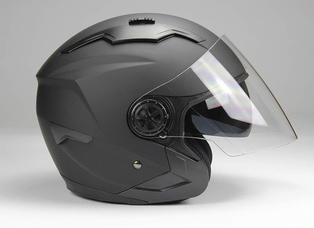 BNO Jethelm mit Langvisier Jet300 Motorradhelm Roller Helm Schutzhelm Matt Schwarz (S-XXL) (S), S