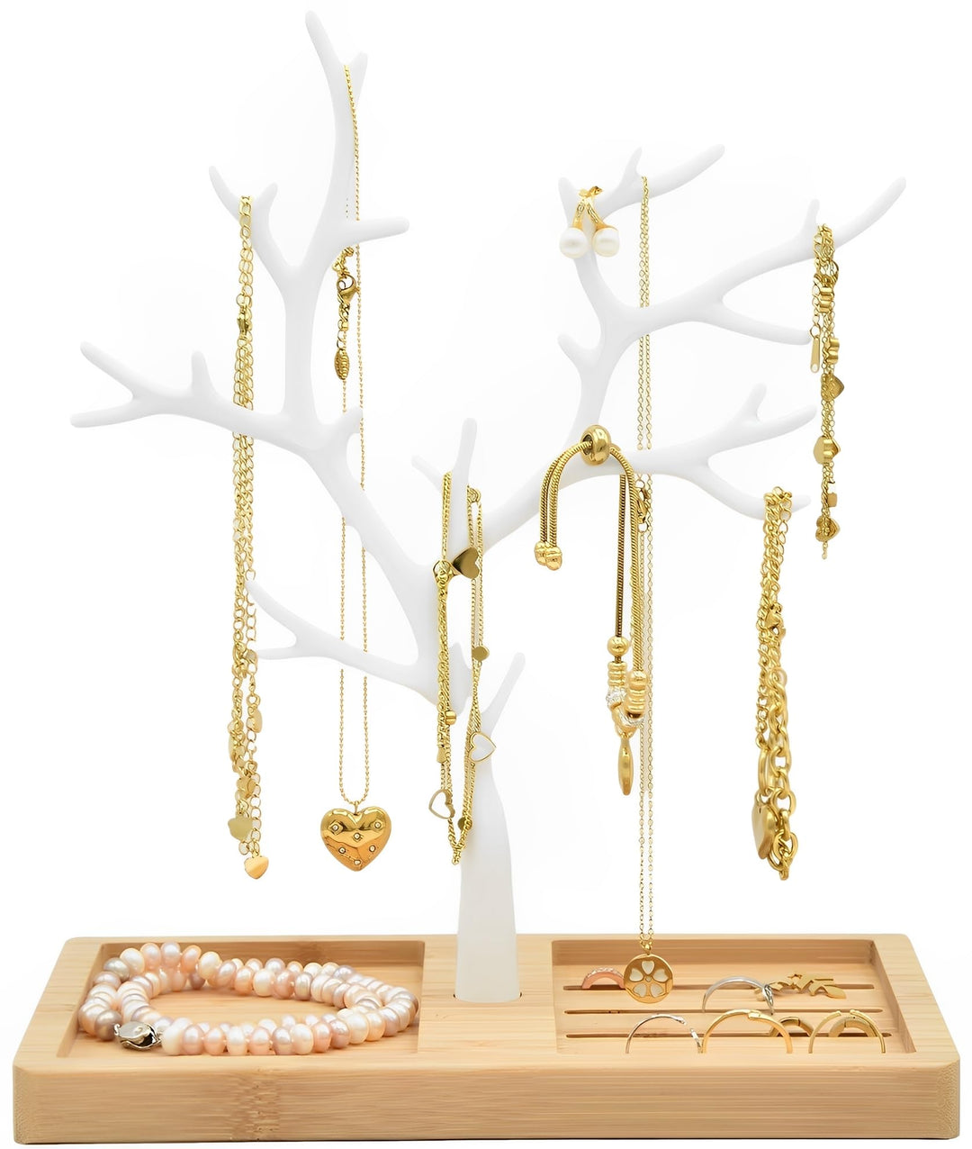 Schmuckbaum Weiss Gold, Schmuckhalter Weiss, Schmuckständer Schwarz, Schmuckaufbewahrung Rose Gold W