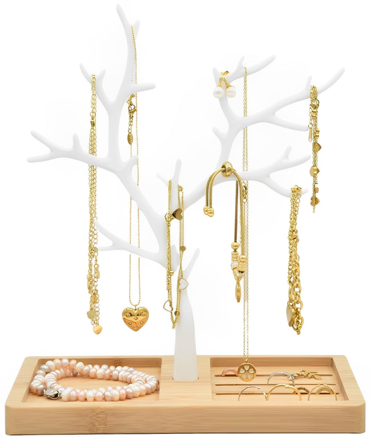 Schmuckbaum Weiss Gold, Schmuckhalter Weiss, Schmuckständer Schwarz, Schmuckaufbewahrung Rose Gold W