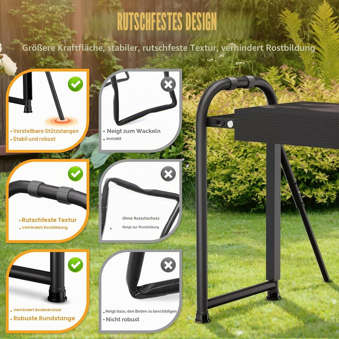 seasky Faltbare Gartenbank mit Knie- und Sitzfläche, Kippschutz-Gartenbank, verbreitert, dick, weich
