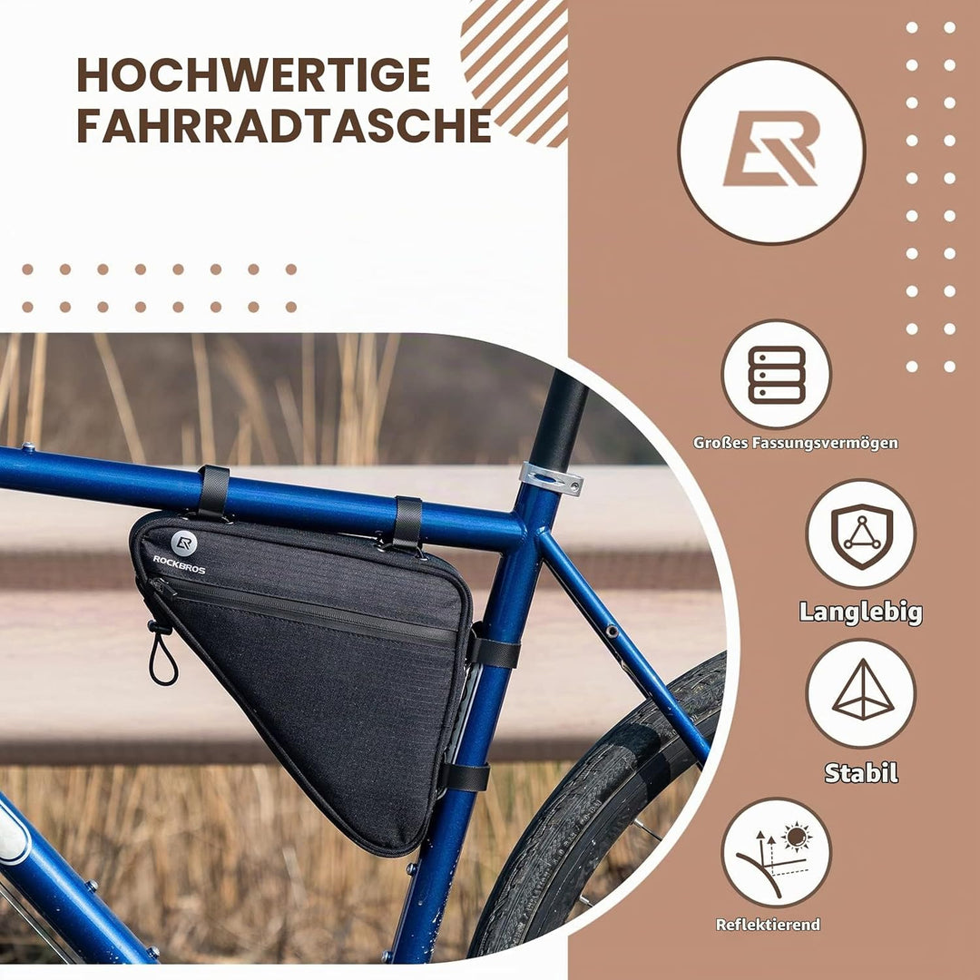 ROCKBROS Fahrrad Rahmentasche Fahrradtasche Dreieckstasche 1,5 L Grosse Kapazität Werkzeugtasche Was