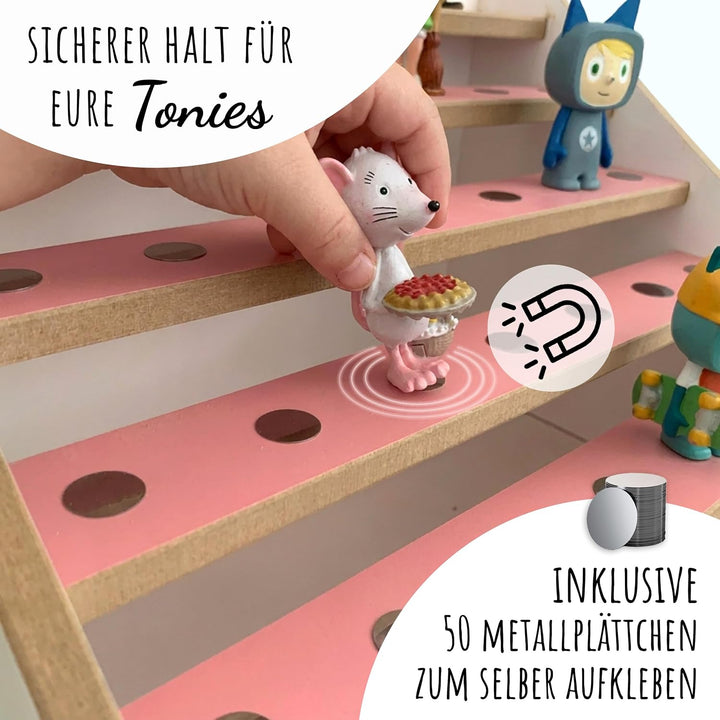 Tonie Regal für IKEA KALLAX mit Toniebox-Platz – magnetisches Tonieregal für ca. 50 Toniefiguren Fla
