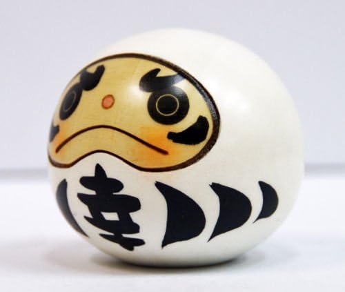USABURO Kokeshi Japanische Holzpuppe Happy Daruma weiss 9-113-1