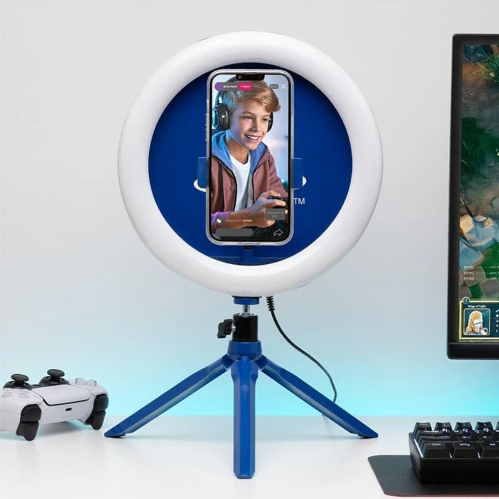 PlayStation Streaming Light - Offiziell Lizenziertes verstellbares Ringlicht mit Telefonhalter, 3 Li