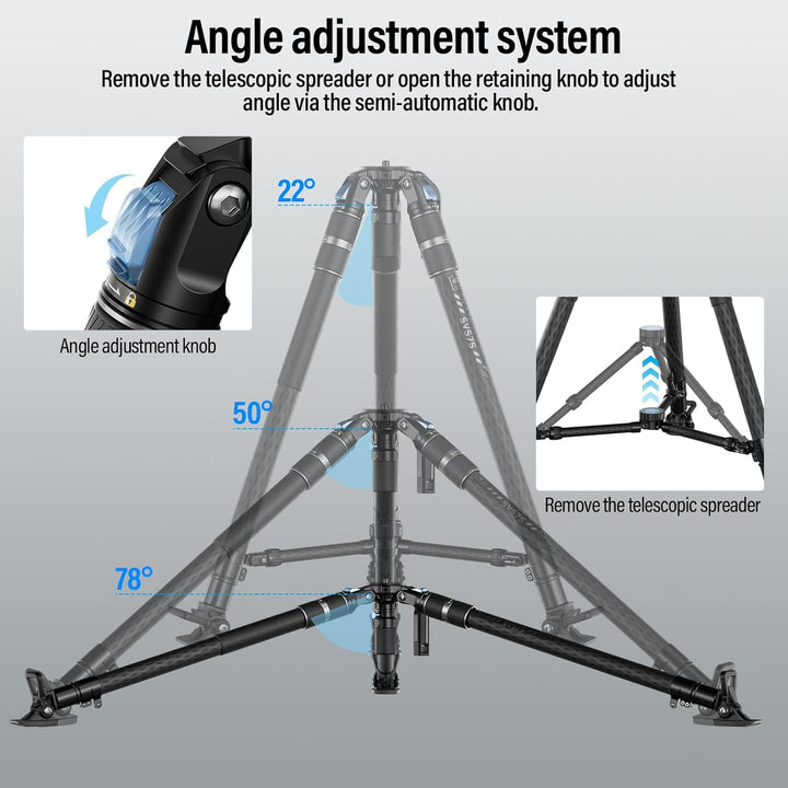 SIRUI SVS75 Rapid System Videostativ, Carbonfaser Stativ 155cm mit einstufiger Höhenverstellung, Mit