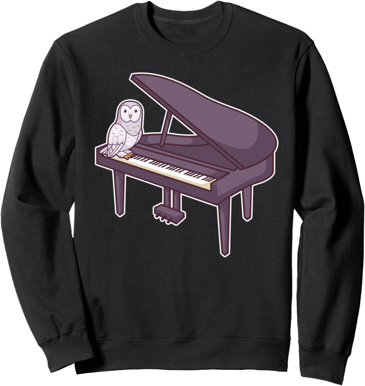 Pianist Klavierspieler Tier Flügel Piano I Eule Schneeeule Sweatshirt