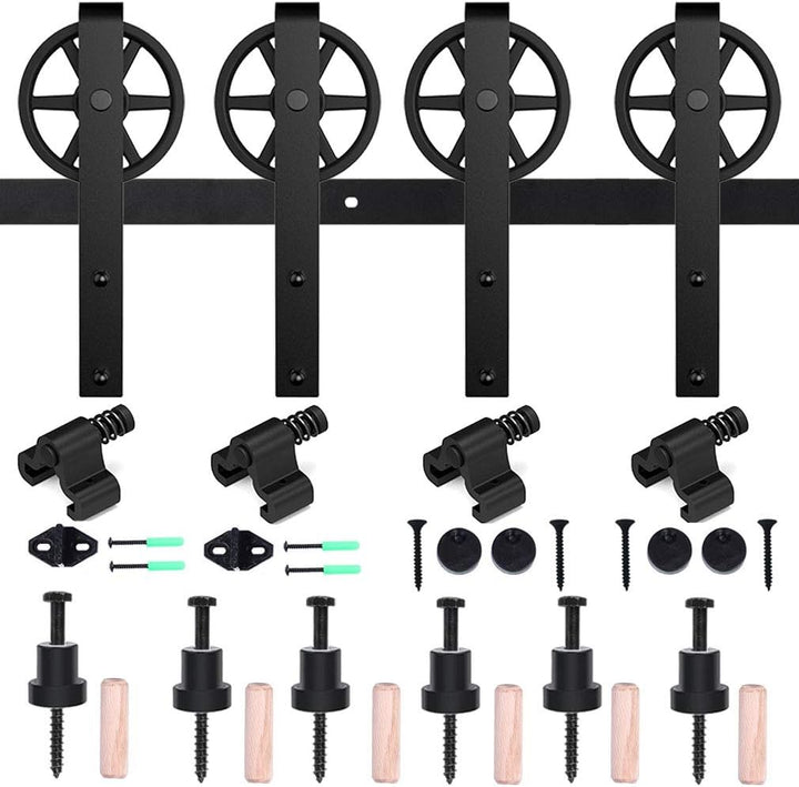 Schiebetürbeschlag Doppeltür 366cm Schiebetüren Schiebetürsystem Komplettset Laufschiene Rollen Set
