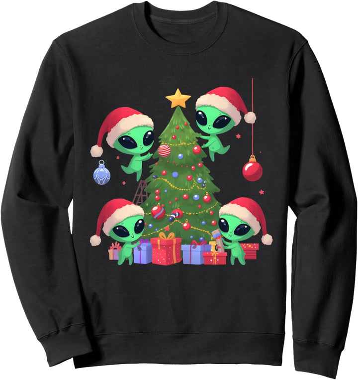 Ausserirdische schmücken einen Weihnachtsbaum - Alien Weihnachtsbaum Sweatshirt