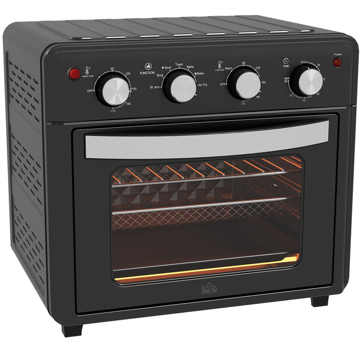 HOMCOM Mini Backofen mit Umluft 30 L 1600W 90-230℃ 60 Min. Timer inkl. Krümelblech, Warmhalteplatten