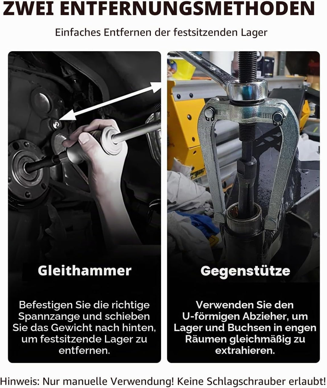 DAYUAN 16 TLG. Innenlager Abzieher Grundloch Lagerabzieher Werkzeug mit Gleithammer Satz