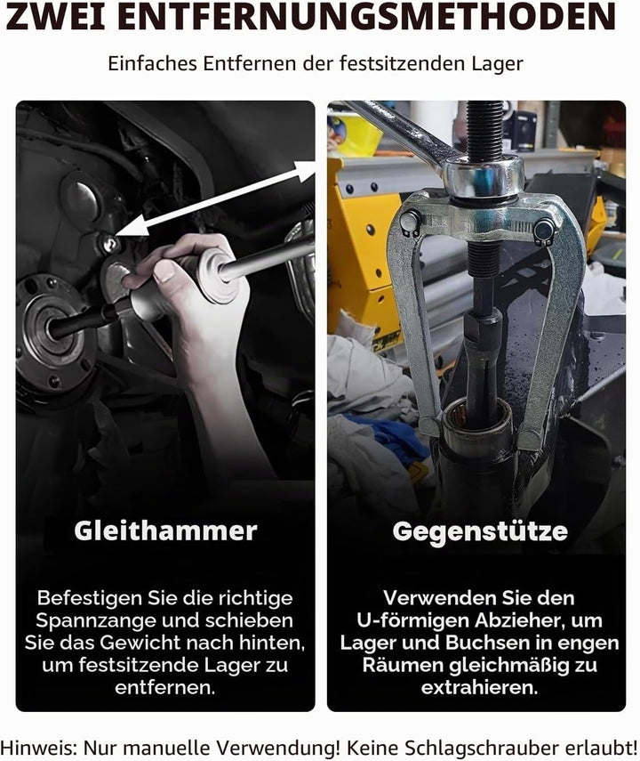 DAYUAN 16 TLG. Innenlager Abzieher Grundloch Lagerabzieher Werkzeug mit Gleithammer Satz