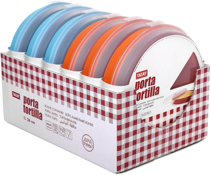 TATAY - Set von 2 Kuchen / Omelette Träger / Kuppel von 26 cm Durchmesser, Blaue Türkis und Orangenf
