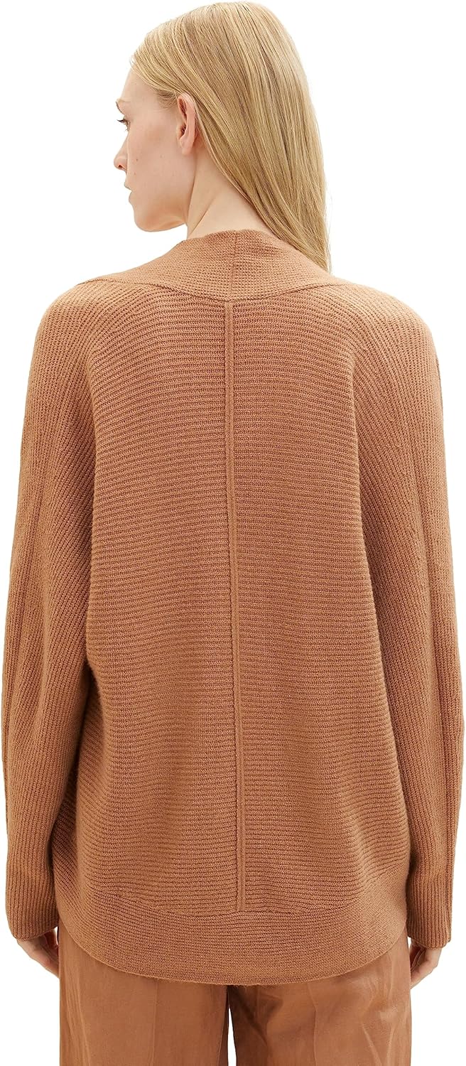 TOM TAILOR Damen Basic Cardigan Strickjacke L 32399 - Blush Mahogany Melange, L 32399 - Blush Mahoga