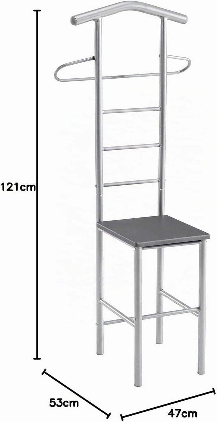 CARO-Möbel Herrendiener 2er-Set JIVO Kleiderständer Garderobenständer, Metall alufarben und MDF in g