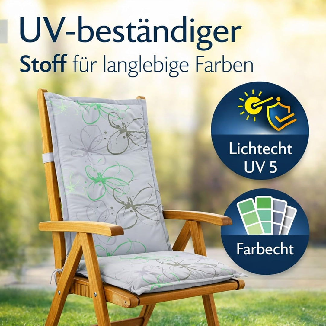 BURI 2X Auflagen Set Hochlehner für Gartenstühle 120x48x6cm Sesselauflagen Polster UV Lichtecht - Ga