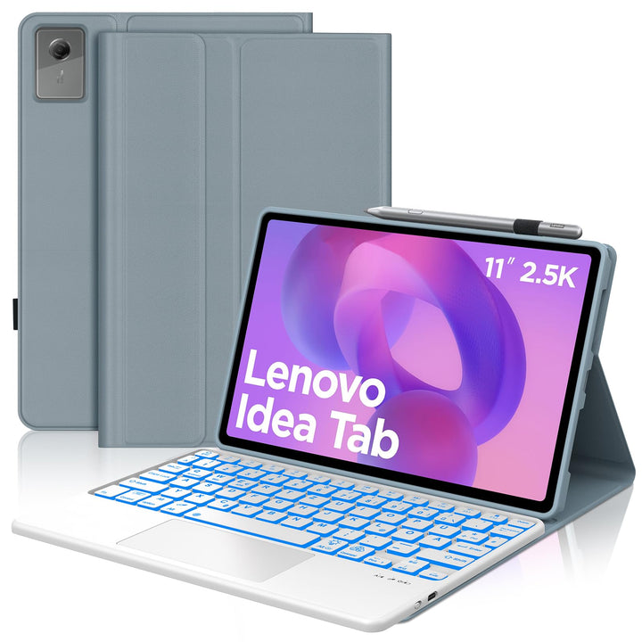 JADEMALL Für Lenovo Idea Tab 11 Hülle mit Touchpad &amp; Beleuchtung QWERTZ | Mit 7-Farben Beleuchtung &amp;