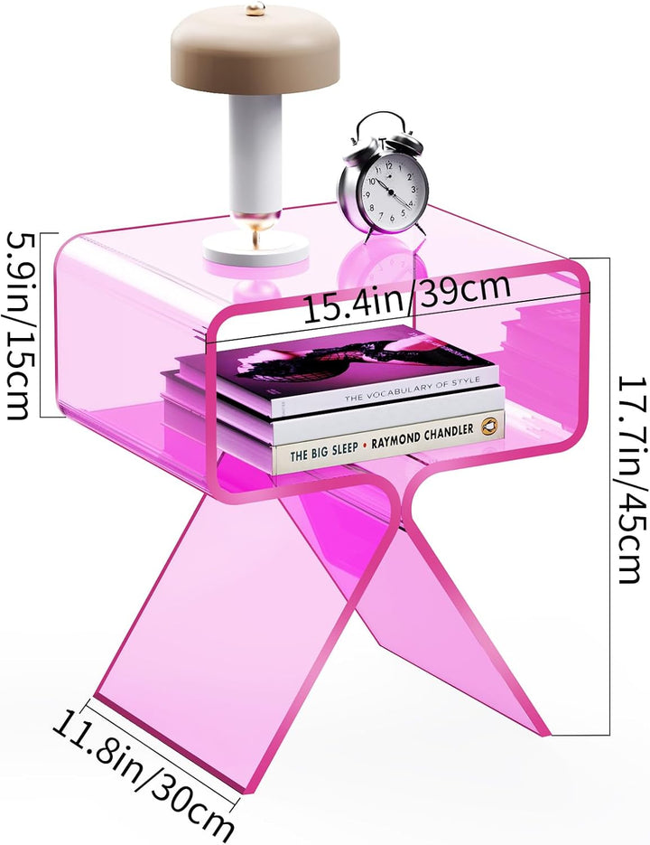solaround Acryl Nachttisch Beistelltisch, Pink Rosa, Rosa