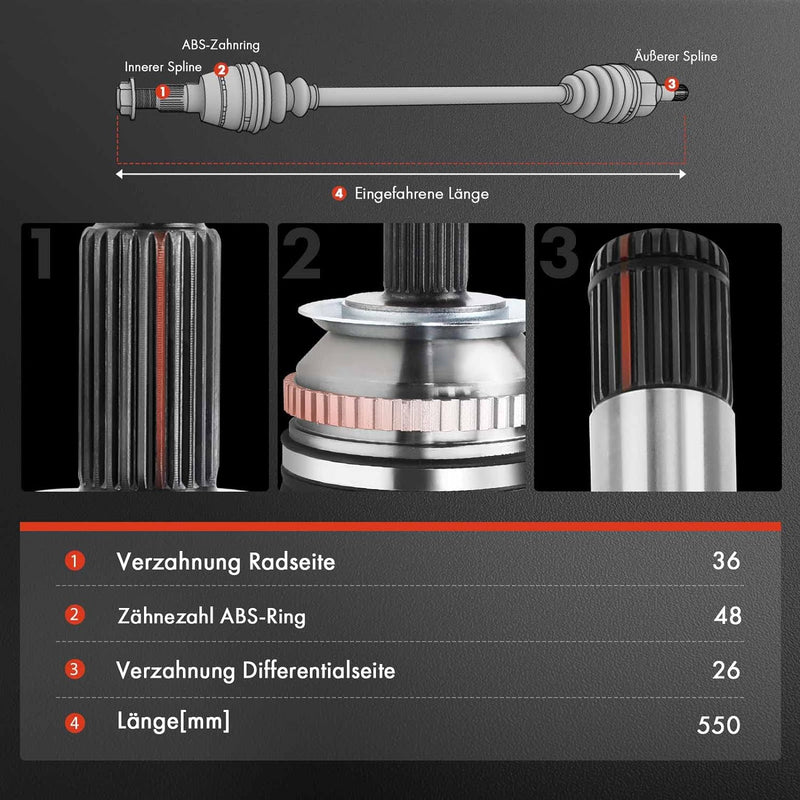 Frankberg 1x Antriebswelle Vorne Links Kompatibel mit S80 I TS XY 2.4L 1999-2006 Replace