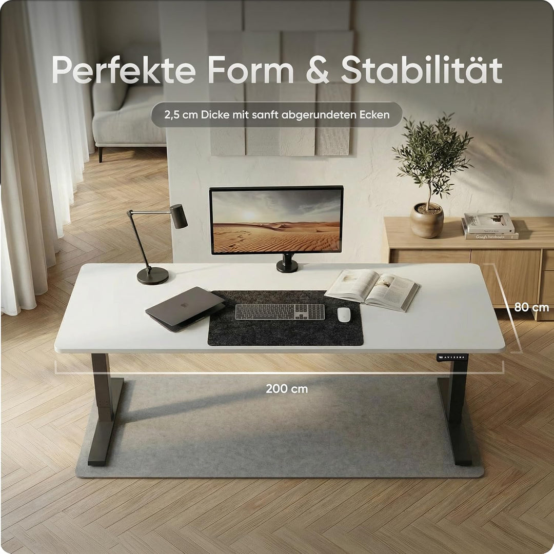 DESKSPACE Universal Massiv-Tischplatte | aus einem Stück | ideal für Standard und Sitz/Steh höhenver