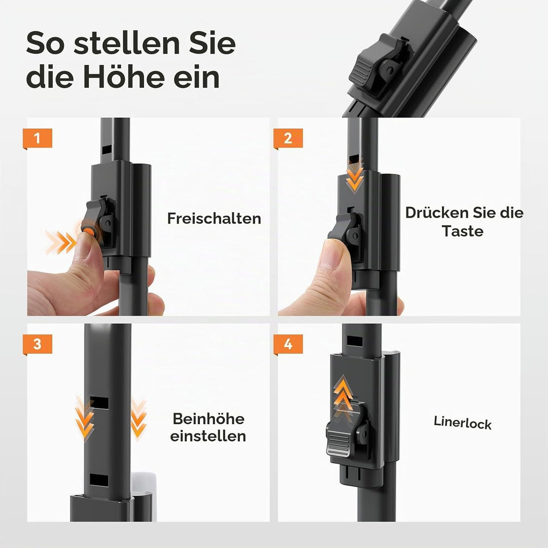 Warmiehomy Laptoptisch fürs Bett, Höhenverstellung Tablettisch mit klappbaren Beinen & Getränkehalte