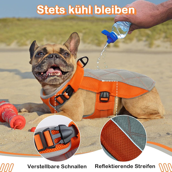 Kühlweste für Hunde, Kühlweste Hund mit D-Ringe Sommer Kühlmantel für Hunde Kühlgeschirr Atmungsakti