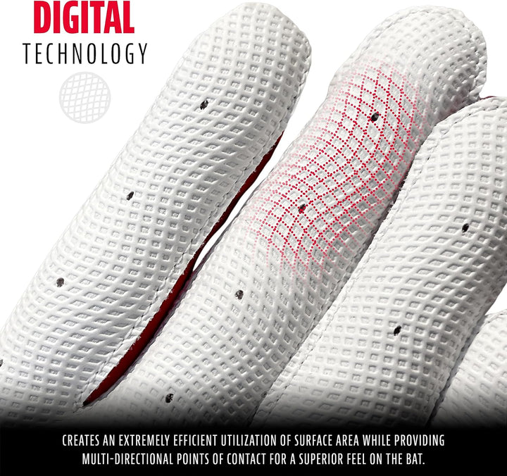 Franklin Sports MLB Digitek Baseball-Schlaghandschuhe Weiss/Marineblau/Rot Erwachsene L, Weiss/Marin