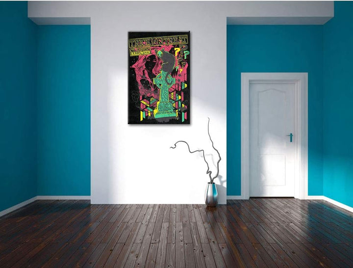 Dark Trick or Treat black Leinwandbild Bild auf Leinwand, XXL riesige Bilder fertig gerahmt mit Keil