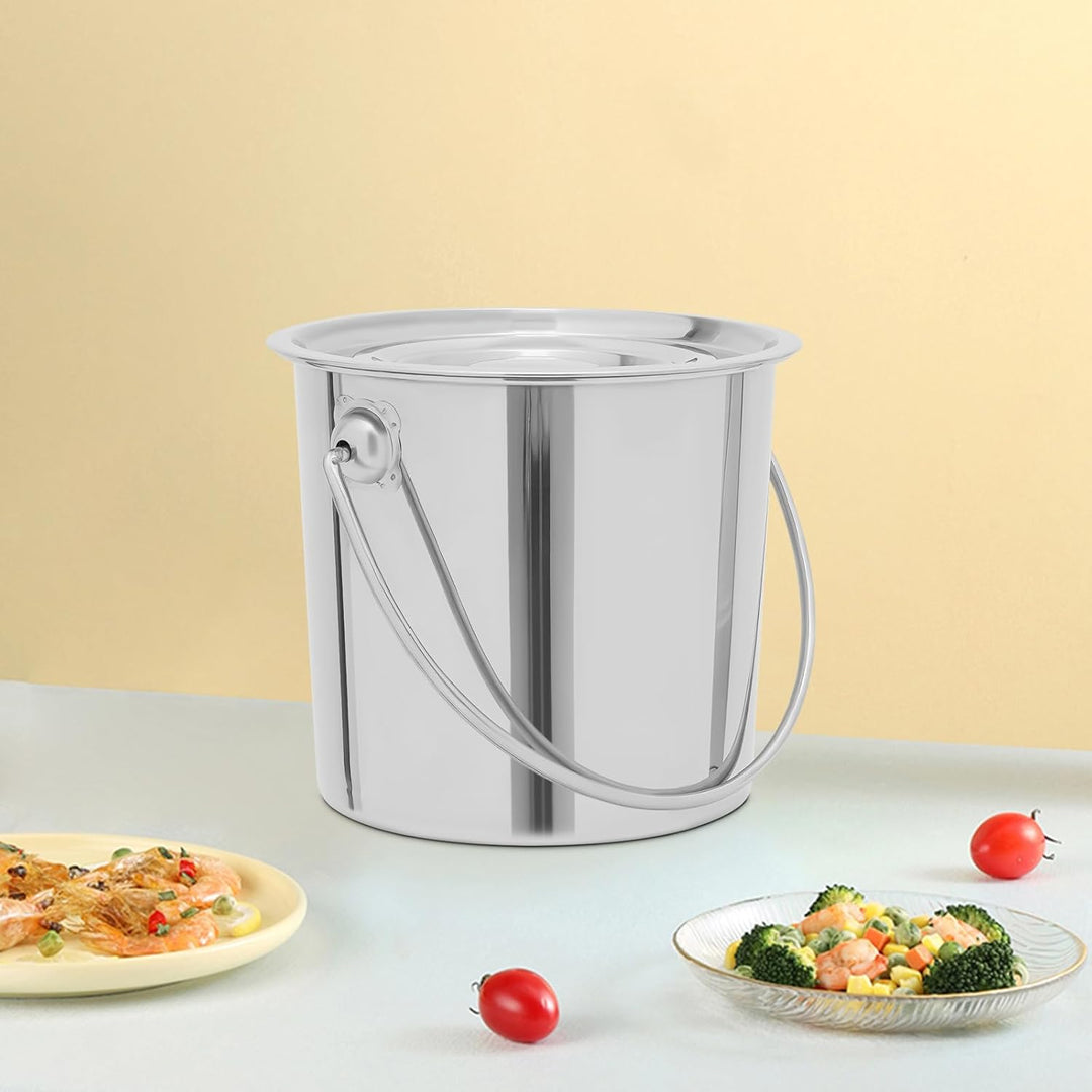 6L Edelstahl-Kücheneimer mit Deckel, Milchkanne mit Grossem Fassungsvermögen Versiegeltem – Verstärk