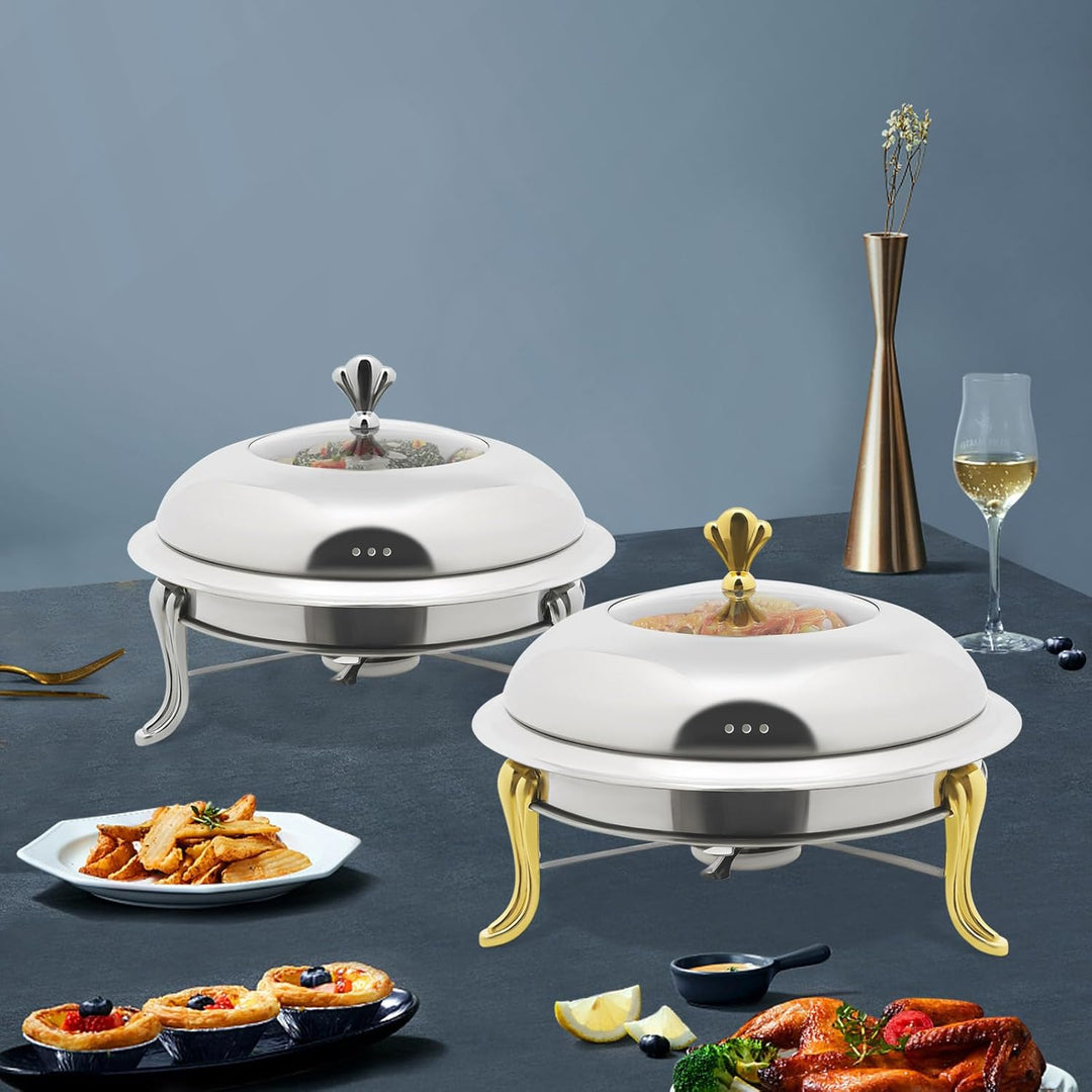 Chafing Dish Buffet Profi Set Rund Speisenwärmer Edelstahl Wärmebehälter Suppenwärmer für Restaurant