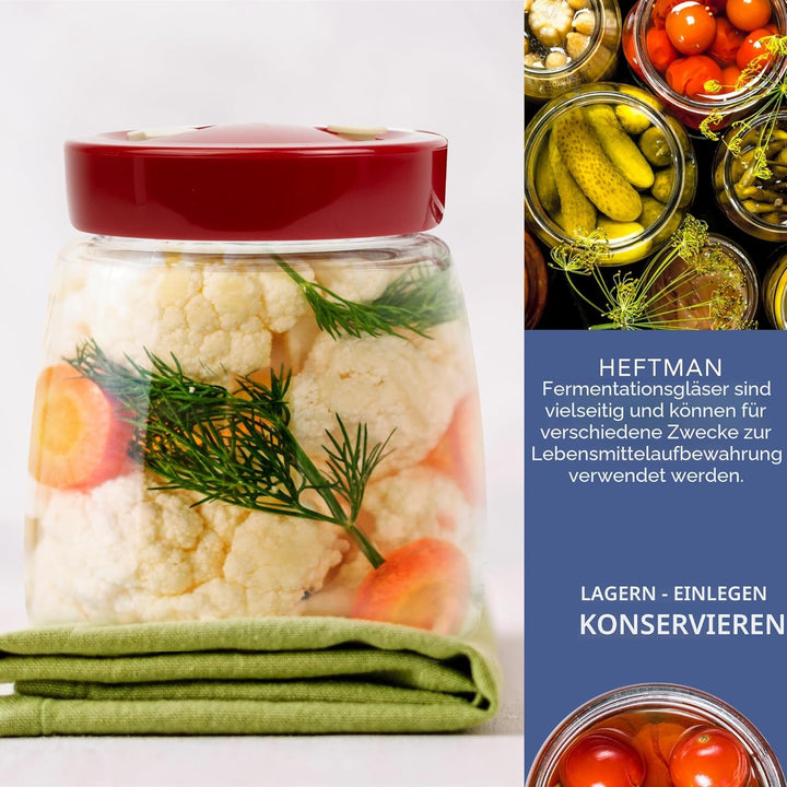 Gärglas mit 1-Wege-Luftablassöffnung – 1 Liter, 2 Stück – ideal für sichere Gärung für Kefir, Kimchi