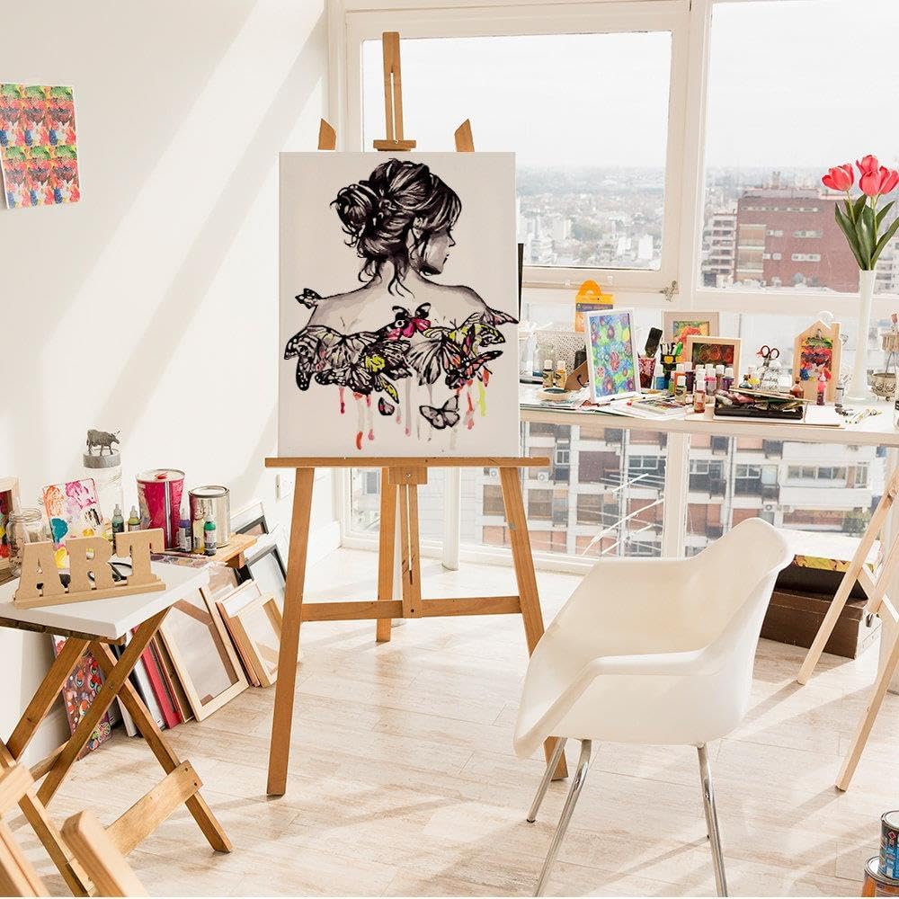Artnapi Malen nach Zahlen Erwachsene mit Rahmen | DIY Handgemalt | Mädchen mit Schmetterlingen | Kit
