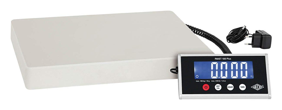 Wedo 507610010 Paket-Waage mit Zählfunktion 100 Plus inkl. Netzgerät, 100kg/ 10g 100kg/10g, 100kg/10