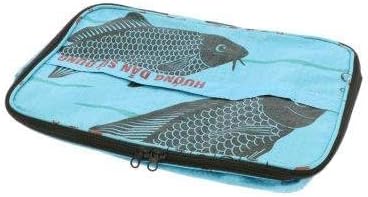 MoreThanHip Jati Kulturtasche - Fisch Blau - Beautycase aus Recycelten Zementsäcke Kulturbeutel Dame
