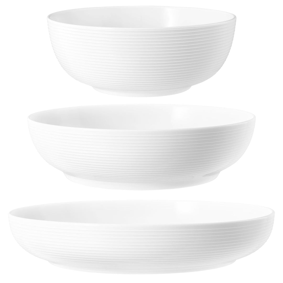 Seltmann Weiden Beat Foodbowl Set 3-teilig, Servierschalen-Set mit Rillenrelief, 20 | 25 | 28 cm, Po