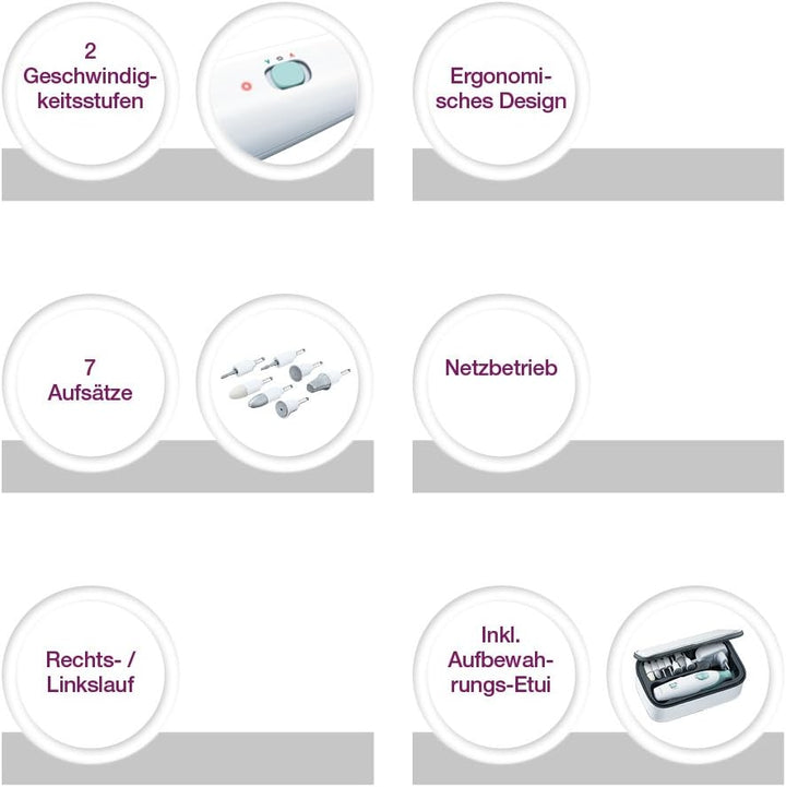 Sanitas SMA 36 Maniküre/Pediküre Set, für gepflegte Hände und Füsse, 7 hochwertige