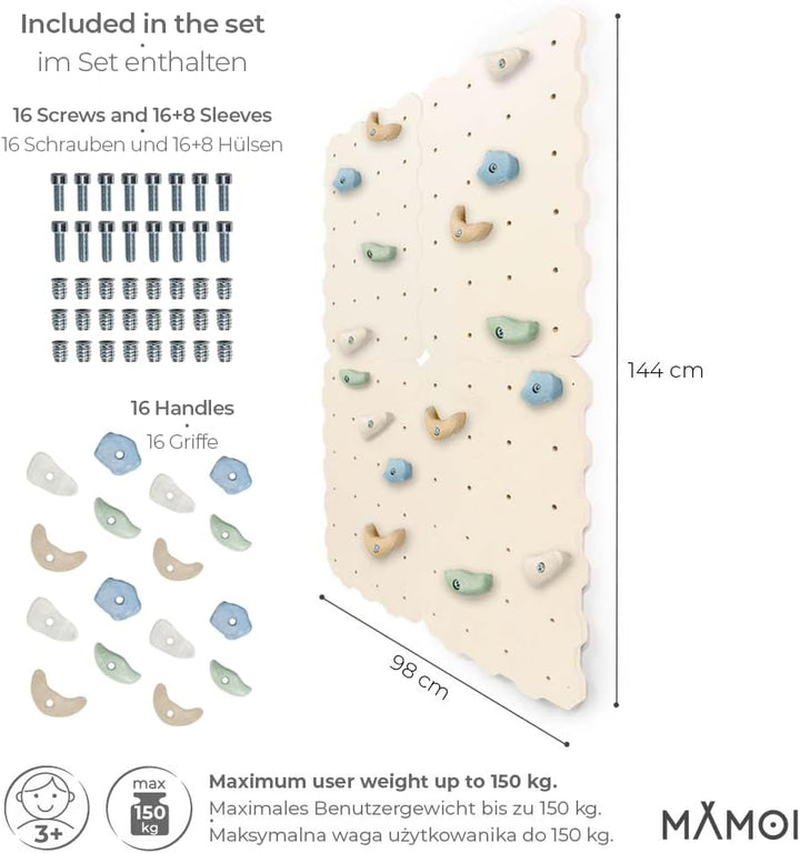 MAMOI® Kletterwand für kinderzimmer, Klettergerüst und spielgeräte Indoor, Klettern mit Klettergriff