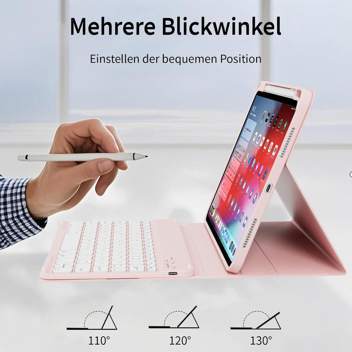 Hülle mit Tastatur für iPad A16 11 Generation 2025/10 Generation 2022 (11/10.9 Zoll) 7 Farben Beleuc