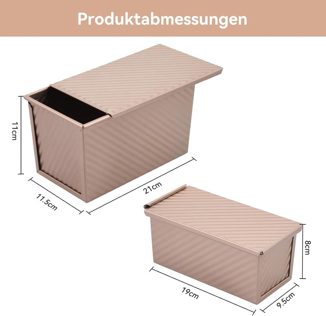 OTraki 2PCS Toastbrot Backform Set Mit Deckel, Toast Brot Backform Set Klein (19 X 9,5 X 8 Cm) Und G