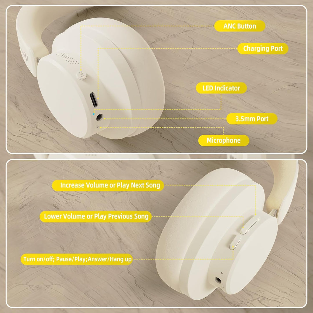 ATTACK SHARK G500 Kabelloser Kopfhörer mit Active Noise Cancelling, Over Ear Bluetooth Headset mit I