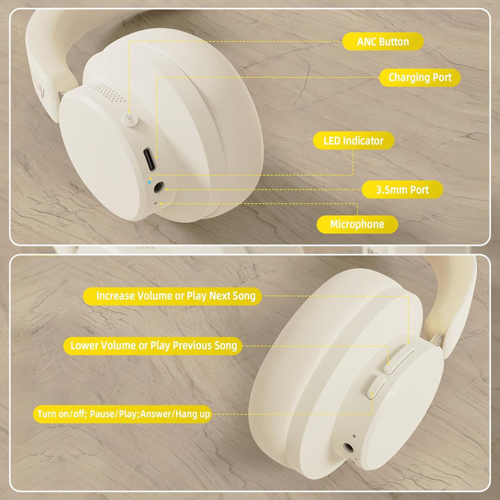 ATTACK SHARK G500 Kabelloser Kopfhörer mit Active Noise Cancelling, Over Ear Bluetooth Headset mit I